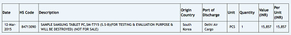 Samsung Galaxy Tab S2 импортированы в Индию для тестирования