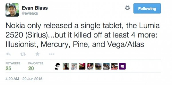 Nokia готовила четыре планшета: Mercury, Pine, Vega и Illusionist